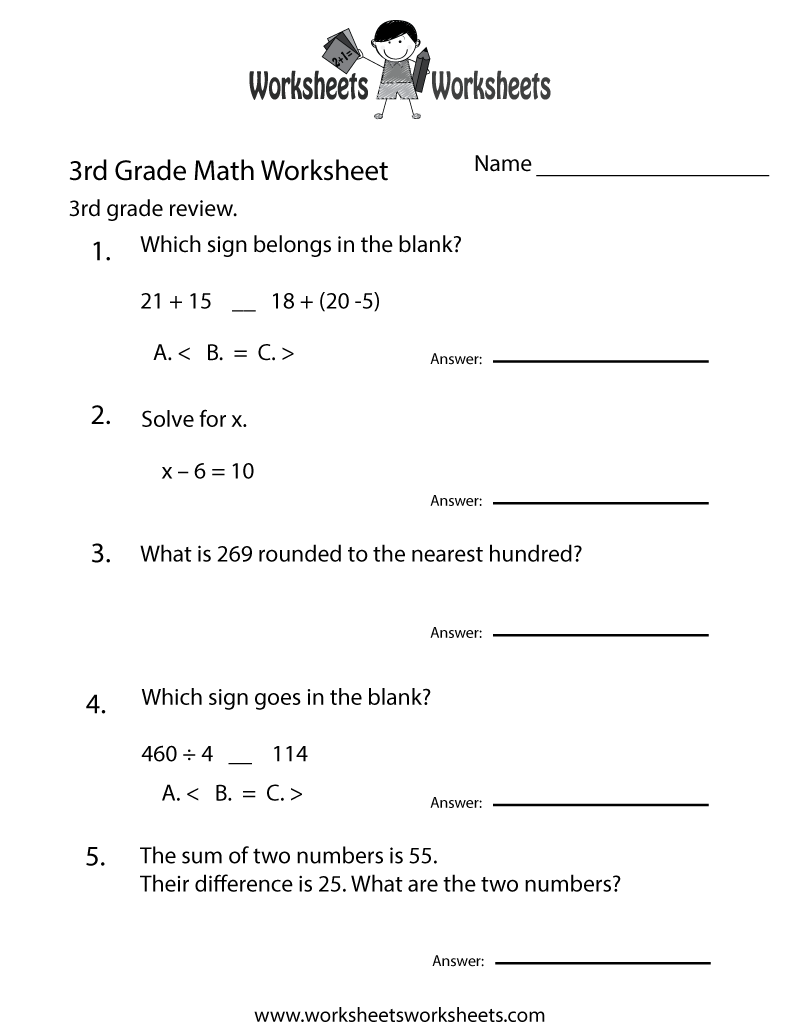 Worksheets For 3rd Graders Free And Printable