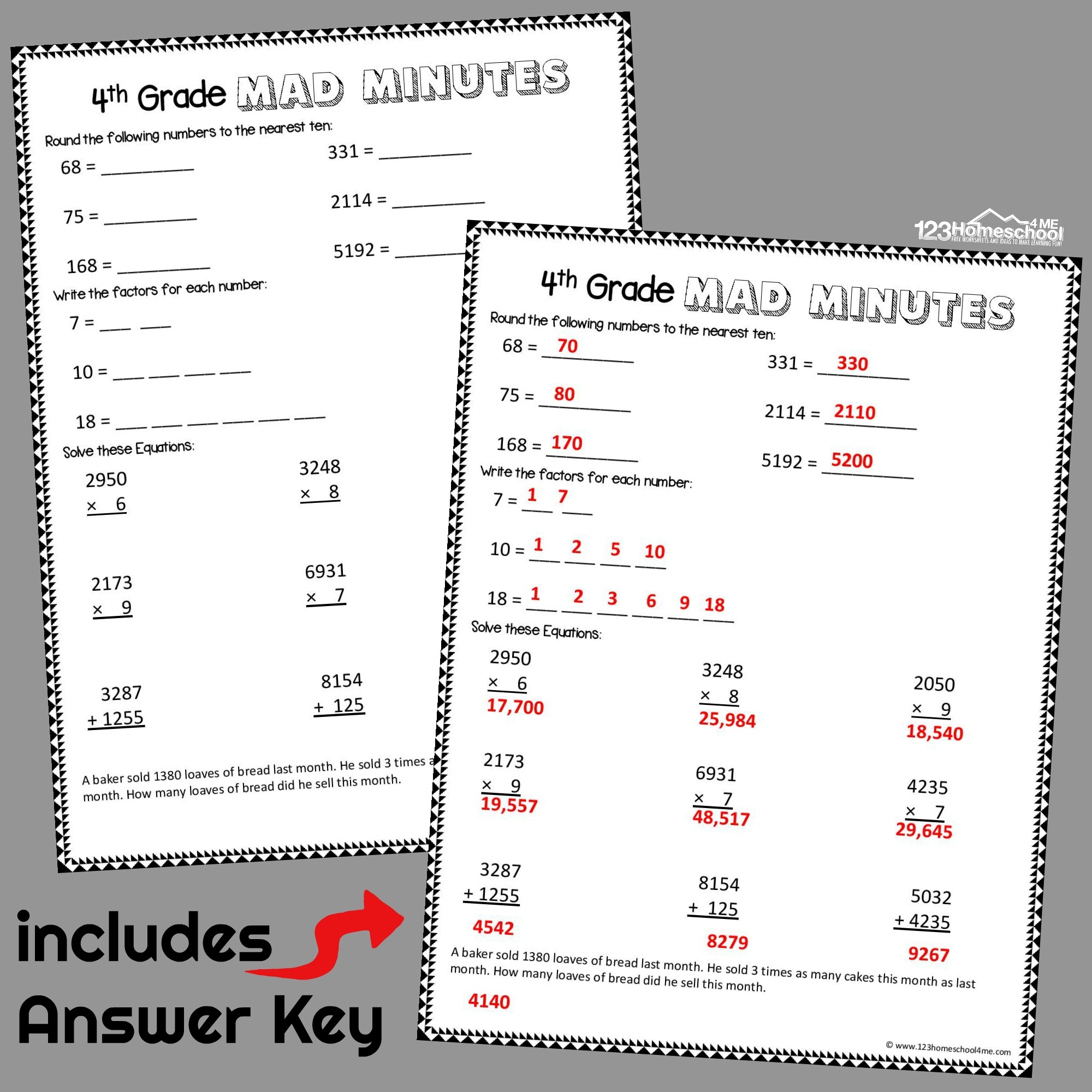 4th Grade Math Worksheets Printable Free Pdf