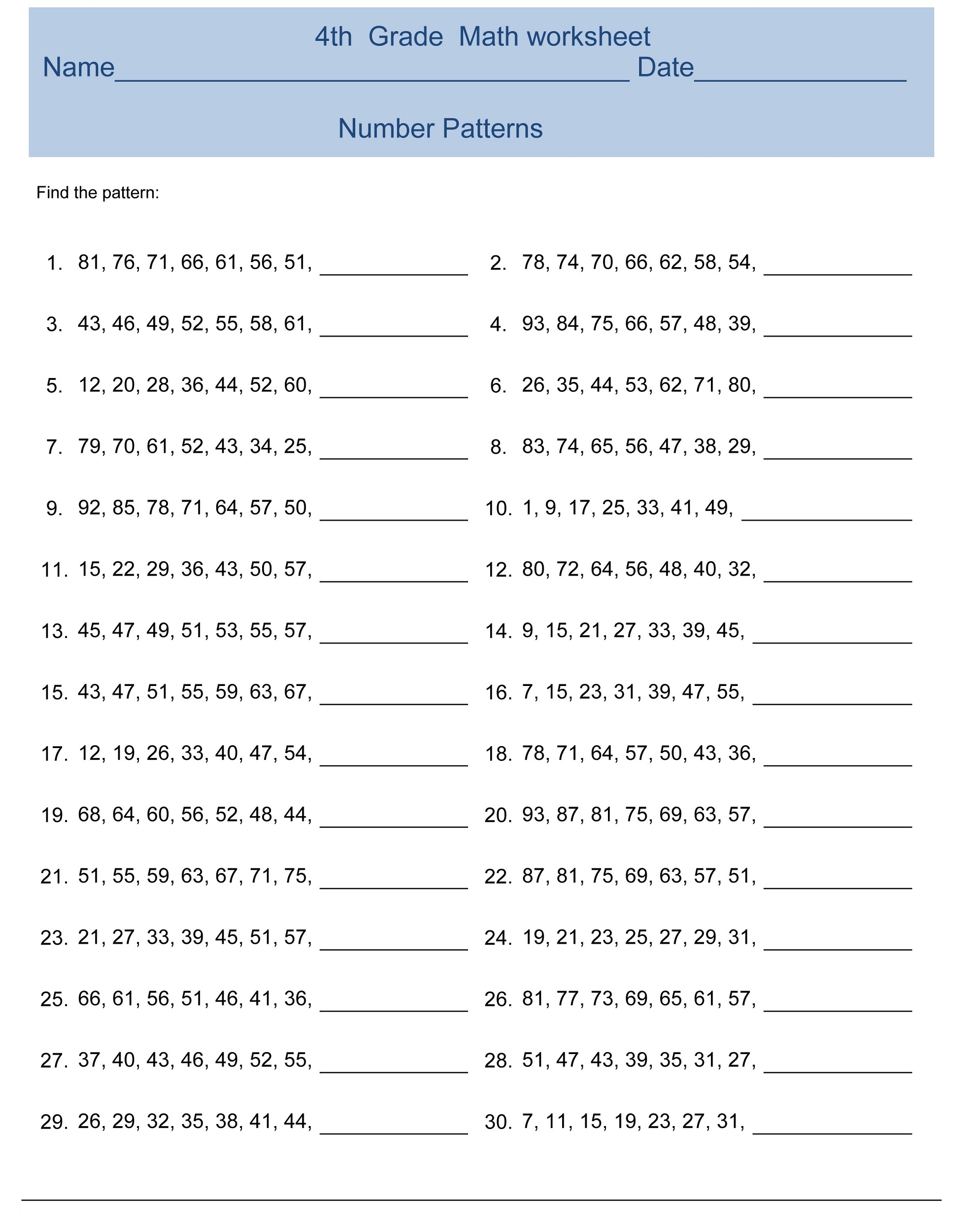 Free Printable 4th Grade Number Sense Worksheets For Extra Practice Worksheets Library