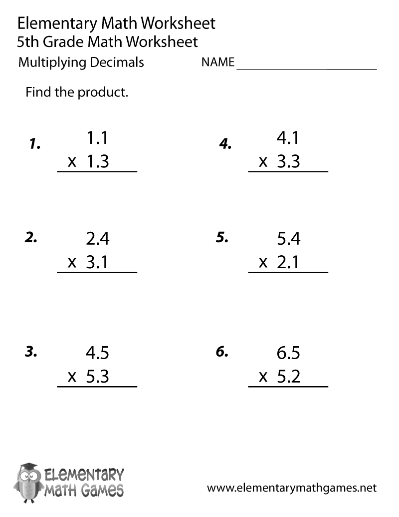 Math Worksheets Printable Free 5th Grade