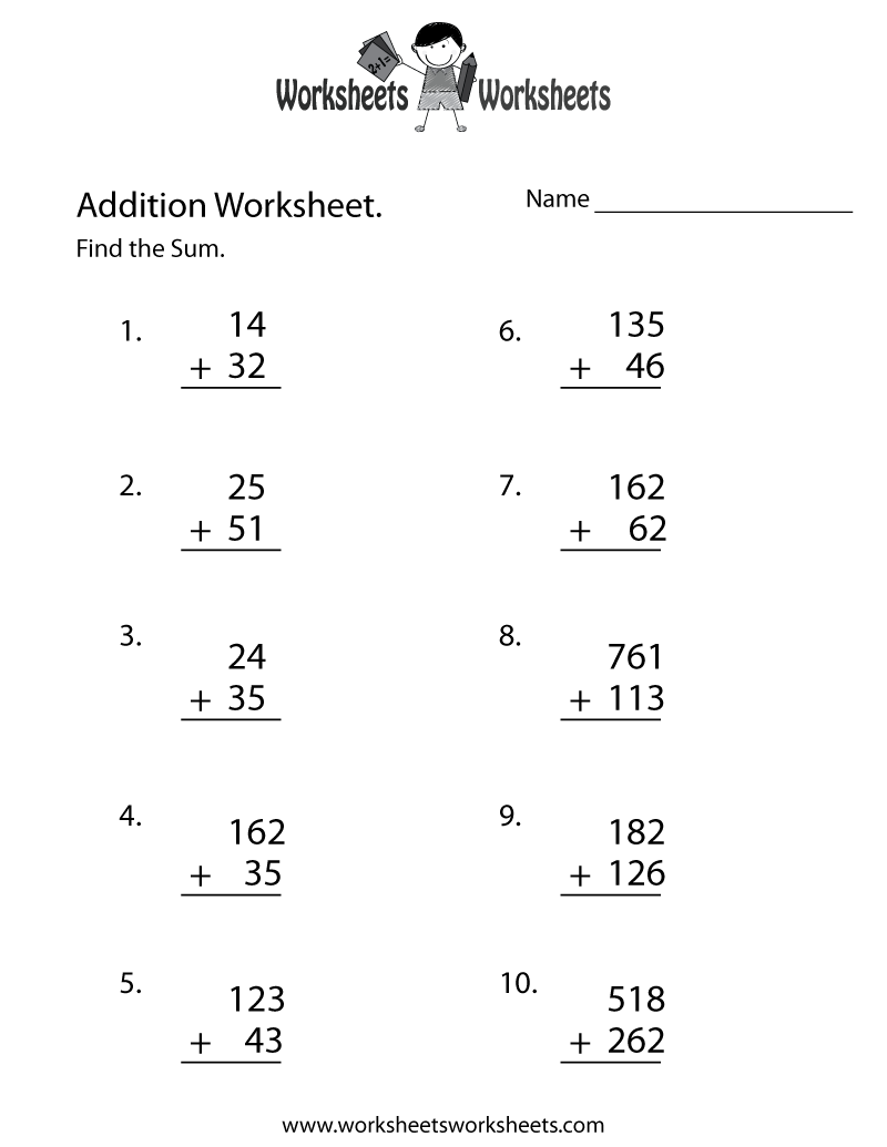 Math Facts Worksheets Printable Free