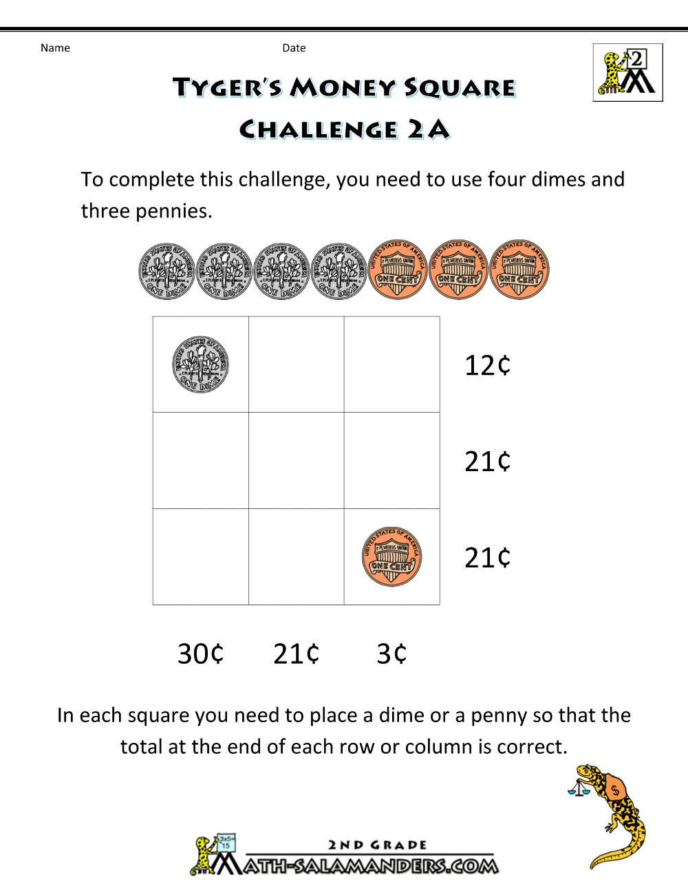 Free Printable Money Worksheets Money Challenges