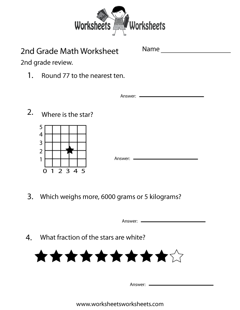 Free Printable Second Grade Math Practice Worksheet Worksheets Library