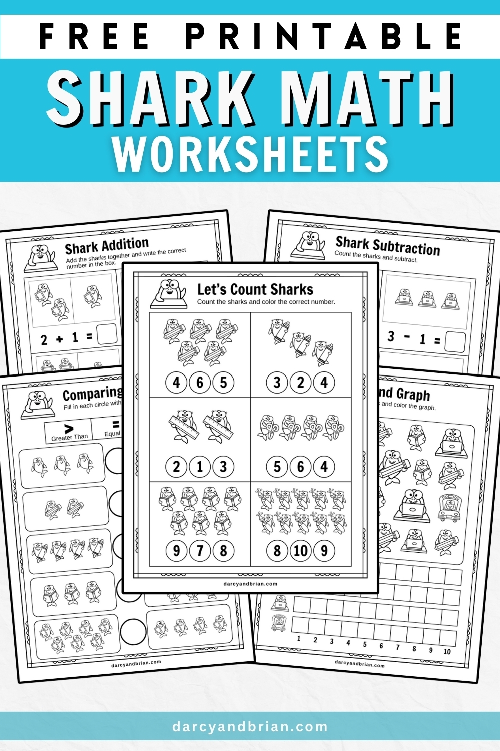 Free Printable Shark Math Worksheets Preschool Kindergarten
