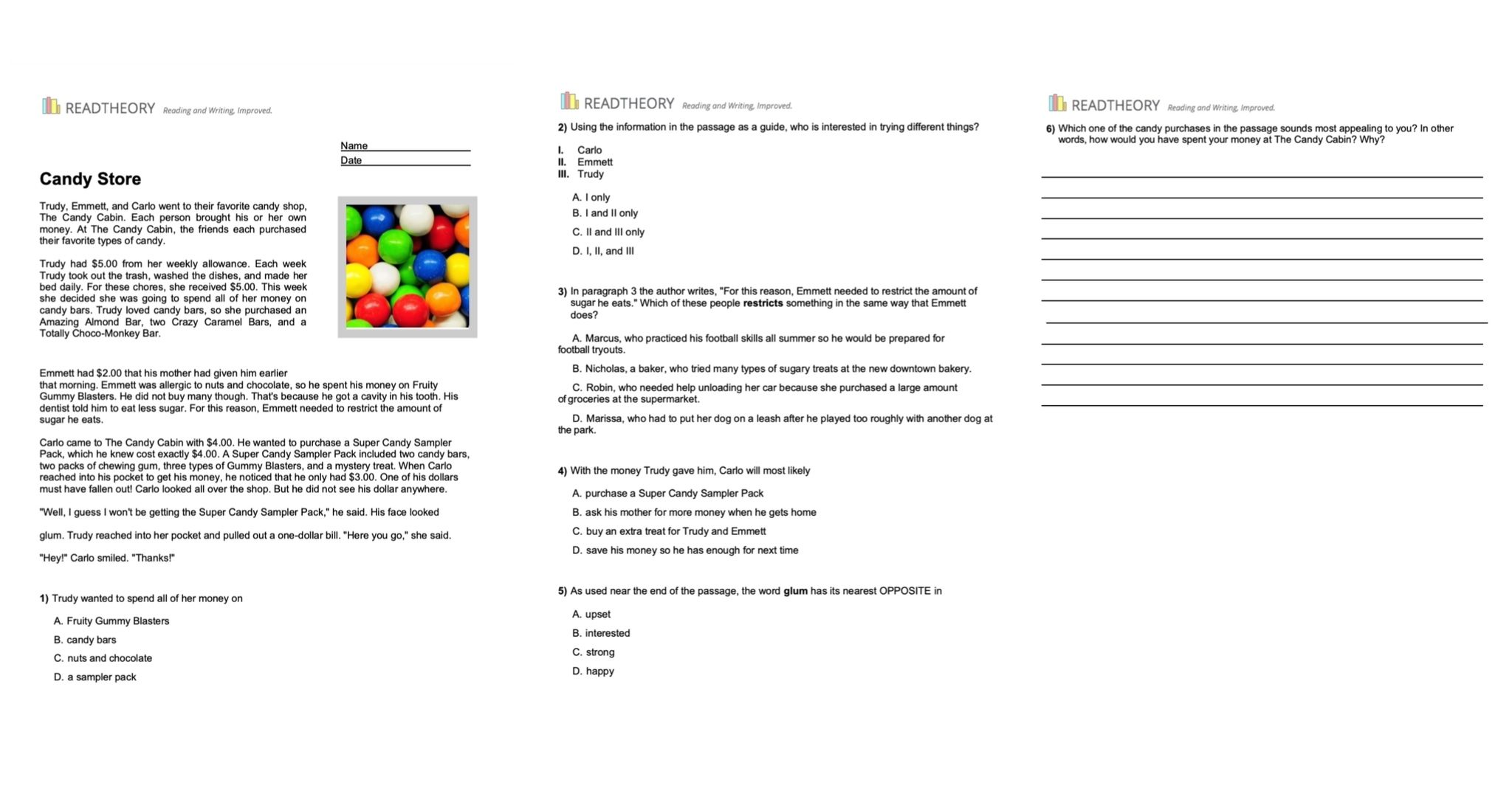 3rd Grade Worksheets Free Printables Reading