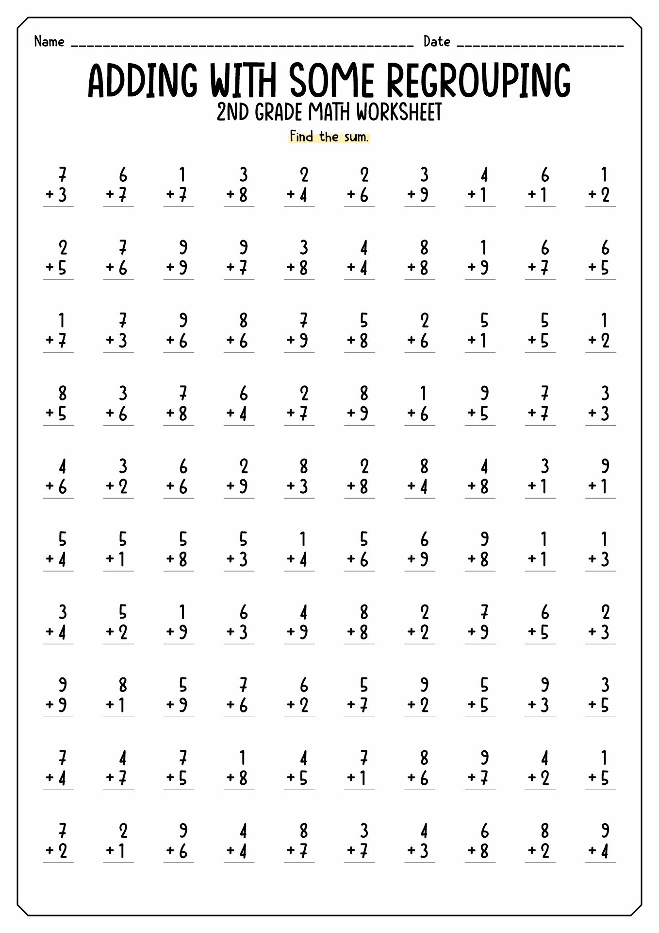 Free Second Grade Math Facts Worksheet Download Free Second Grade Math Facts Worksheet Png Images Free Worksheets On Clipart Library