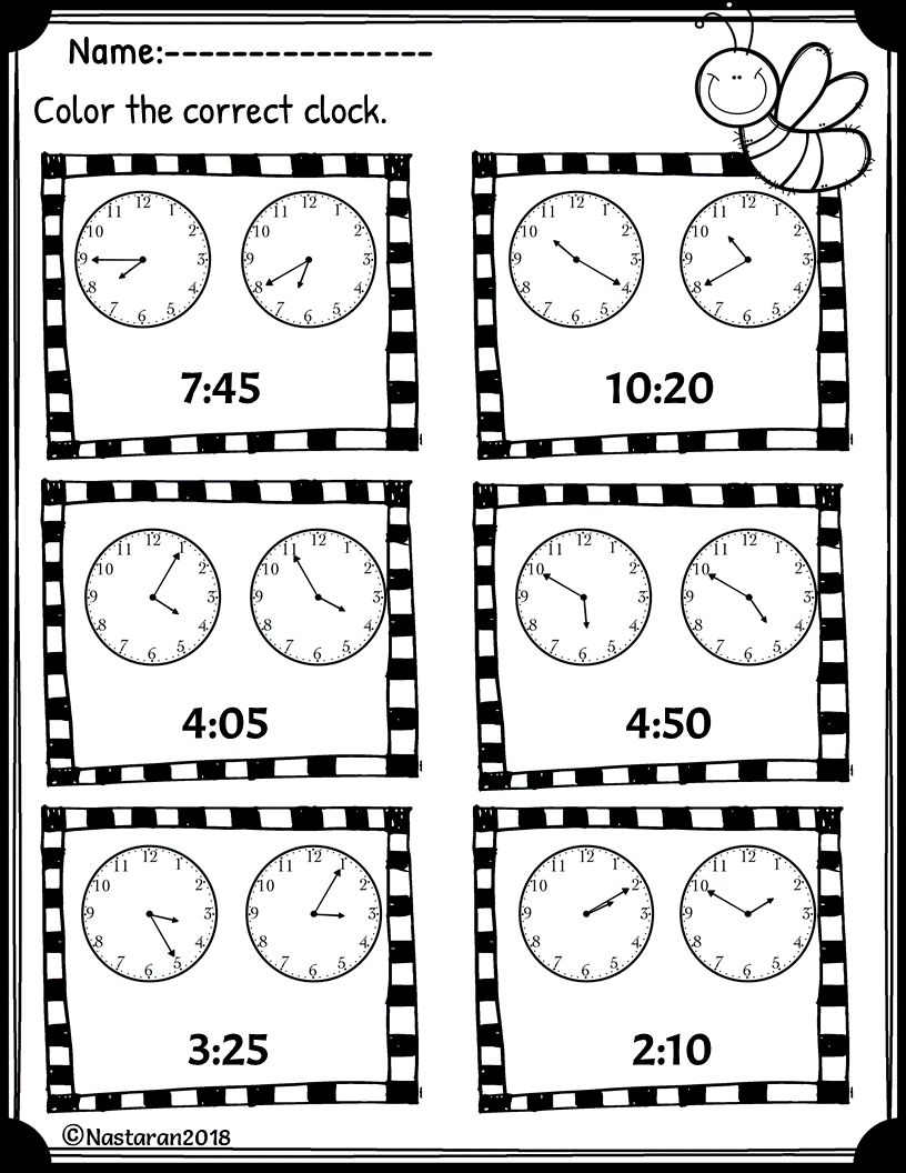 Free Telling Time Worksheet To Nearest 5 Minutes