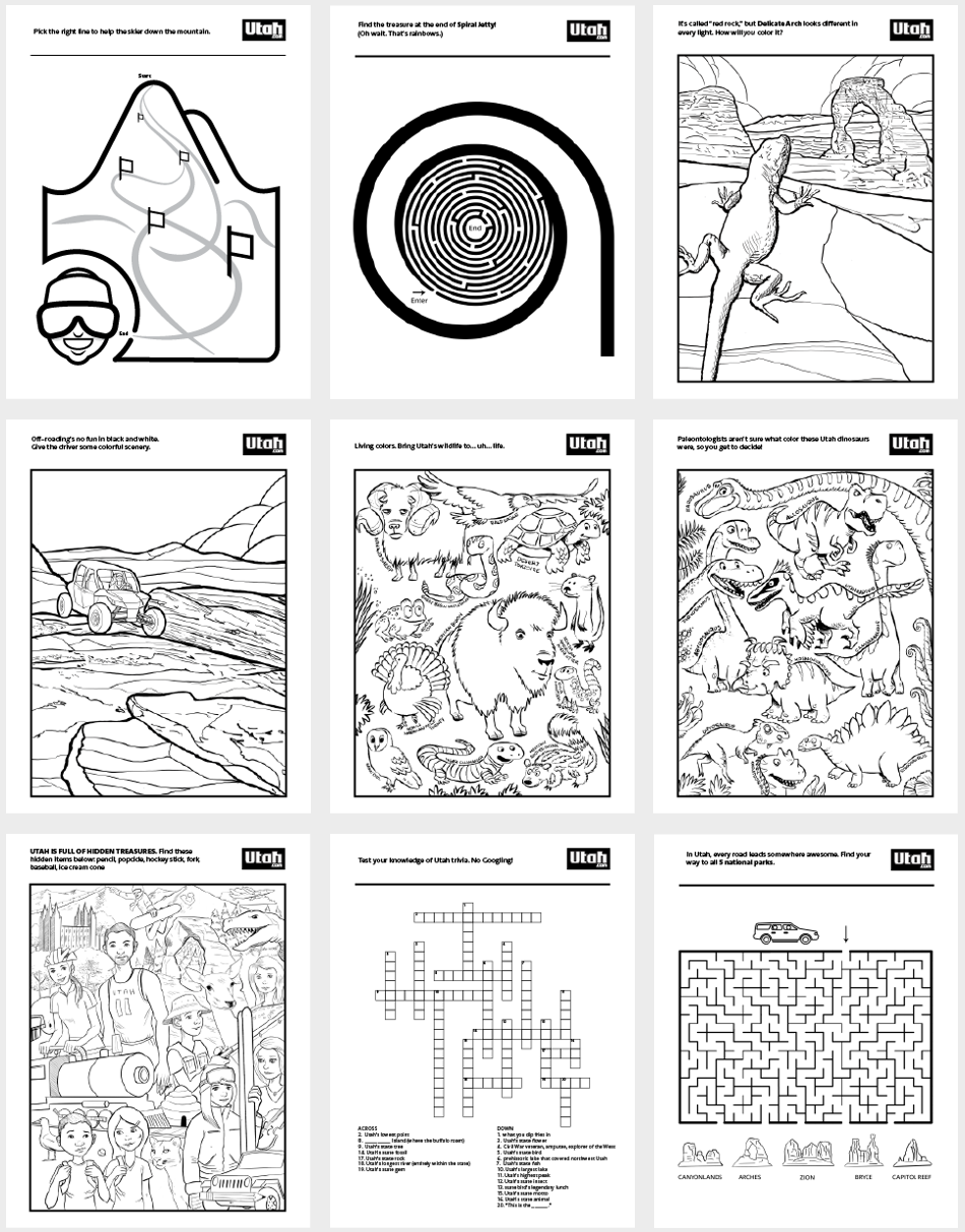 FREE Utah Activity Coloring Book For Kids Utah