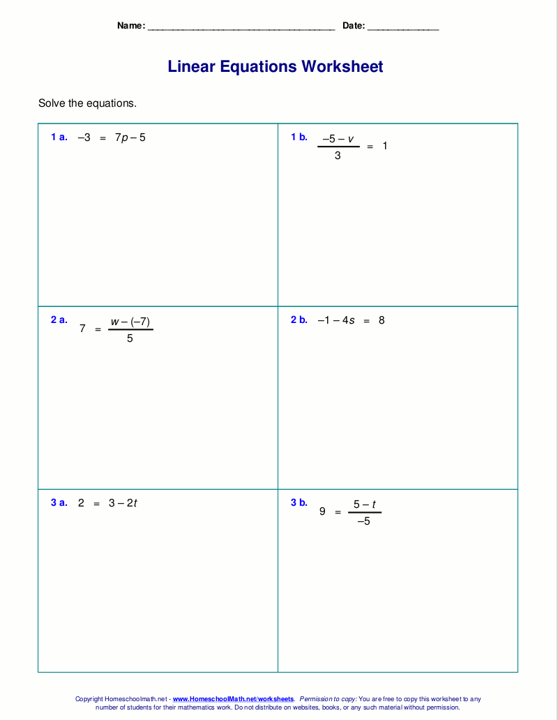 Printable Worksheets For 8th Grade Algebra