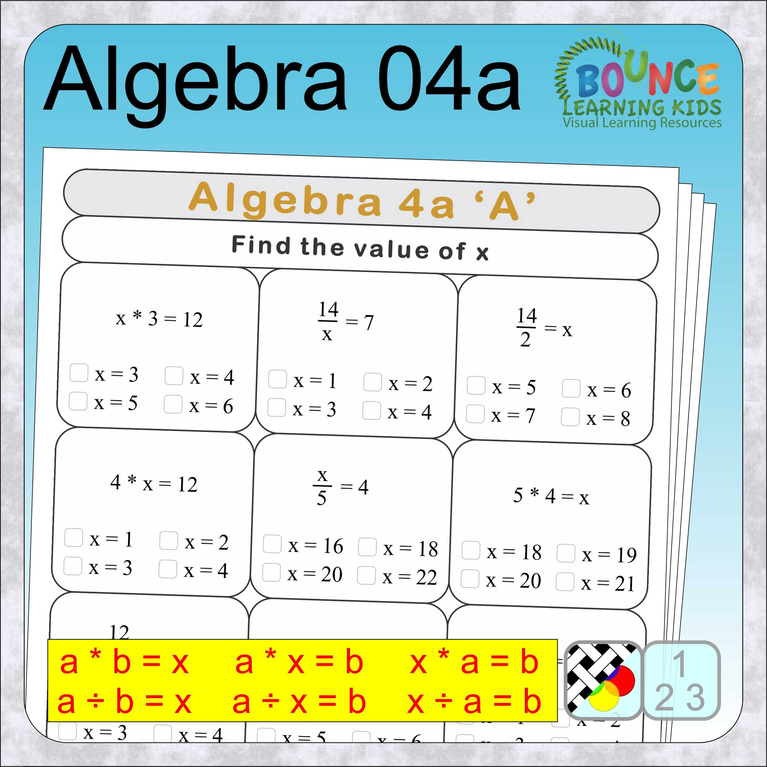Free Printable Math Basic Algebra Worksheets