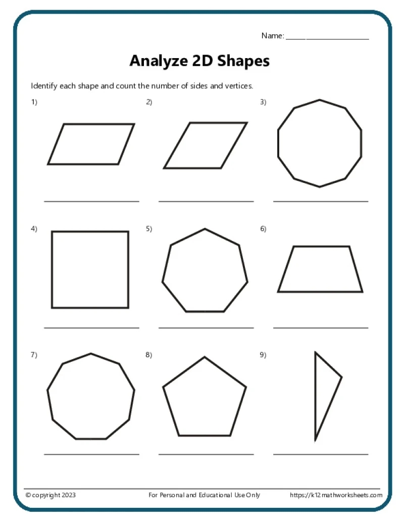 7th Grade Math Worksheets Printable Geometry