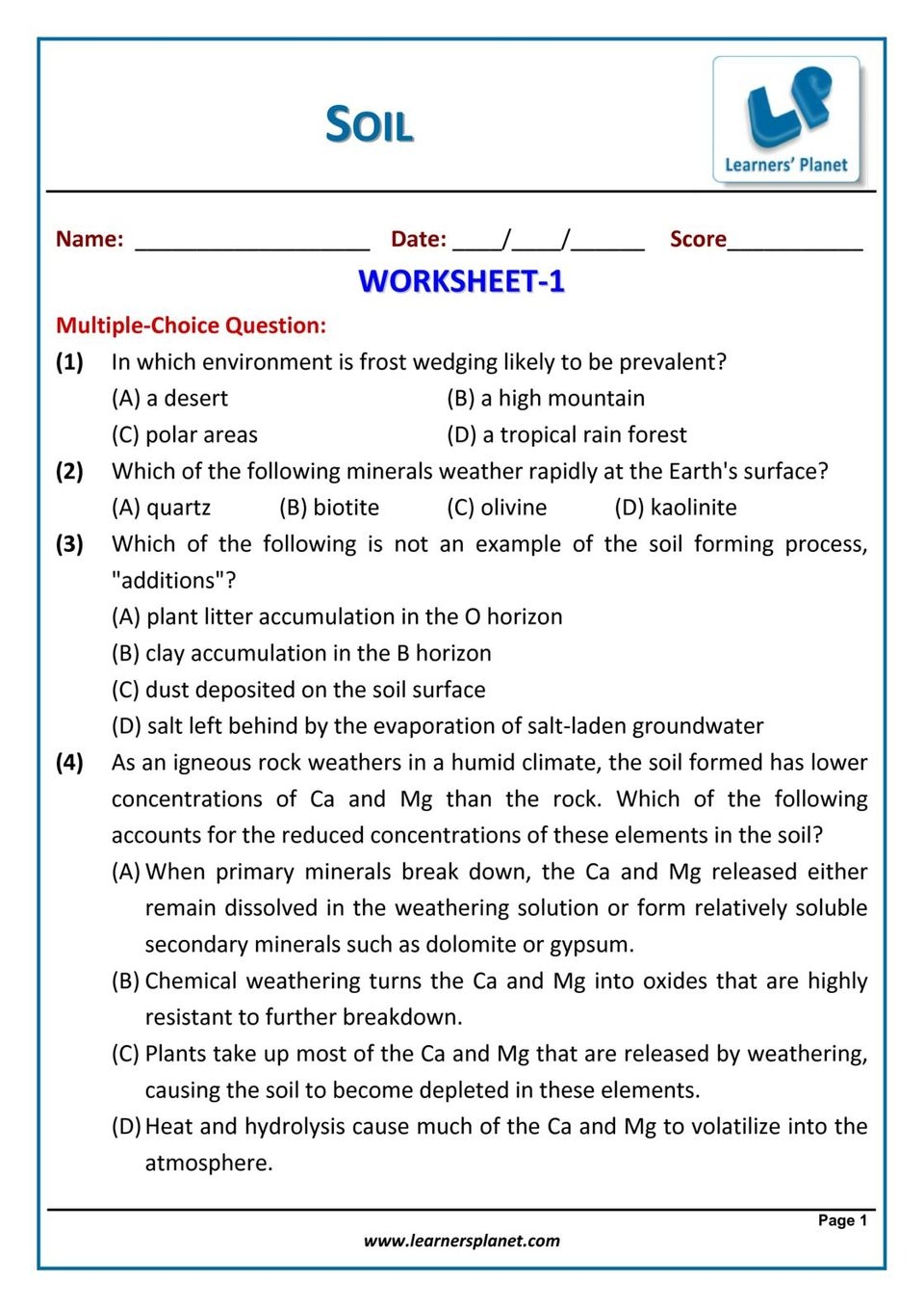 Science Grade 7 Worksheets