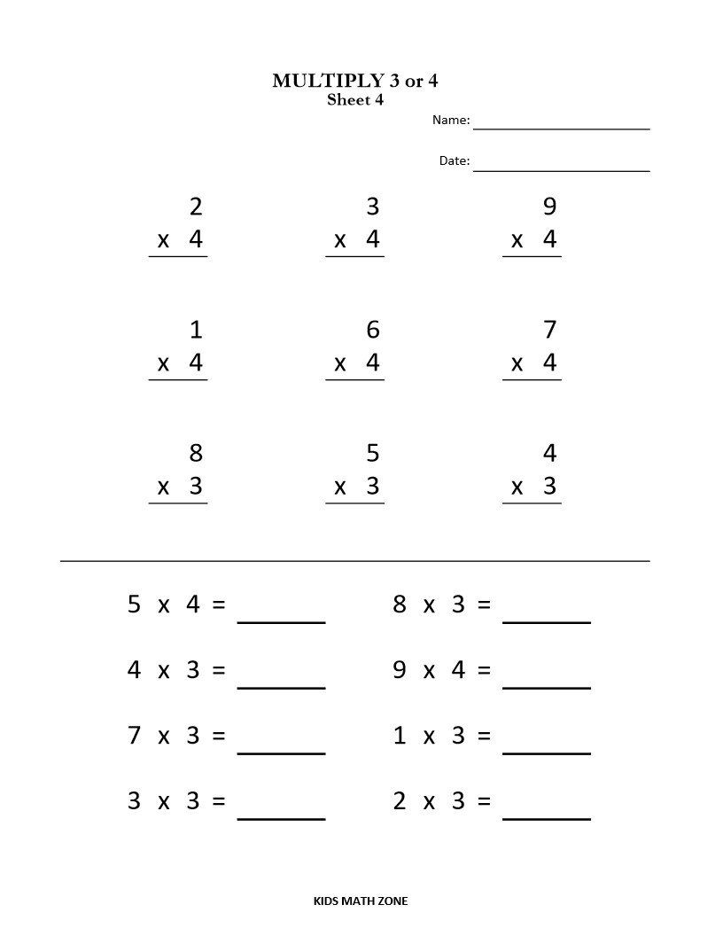 Printable Multiplication Worksheets Grade 2