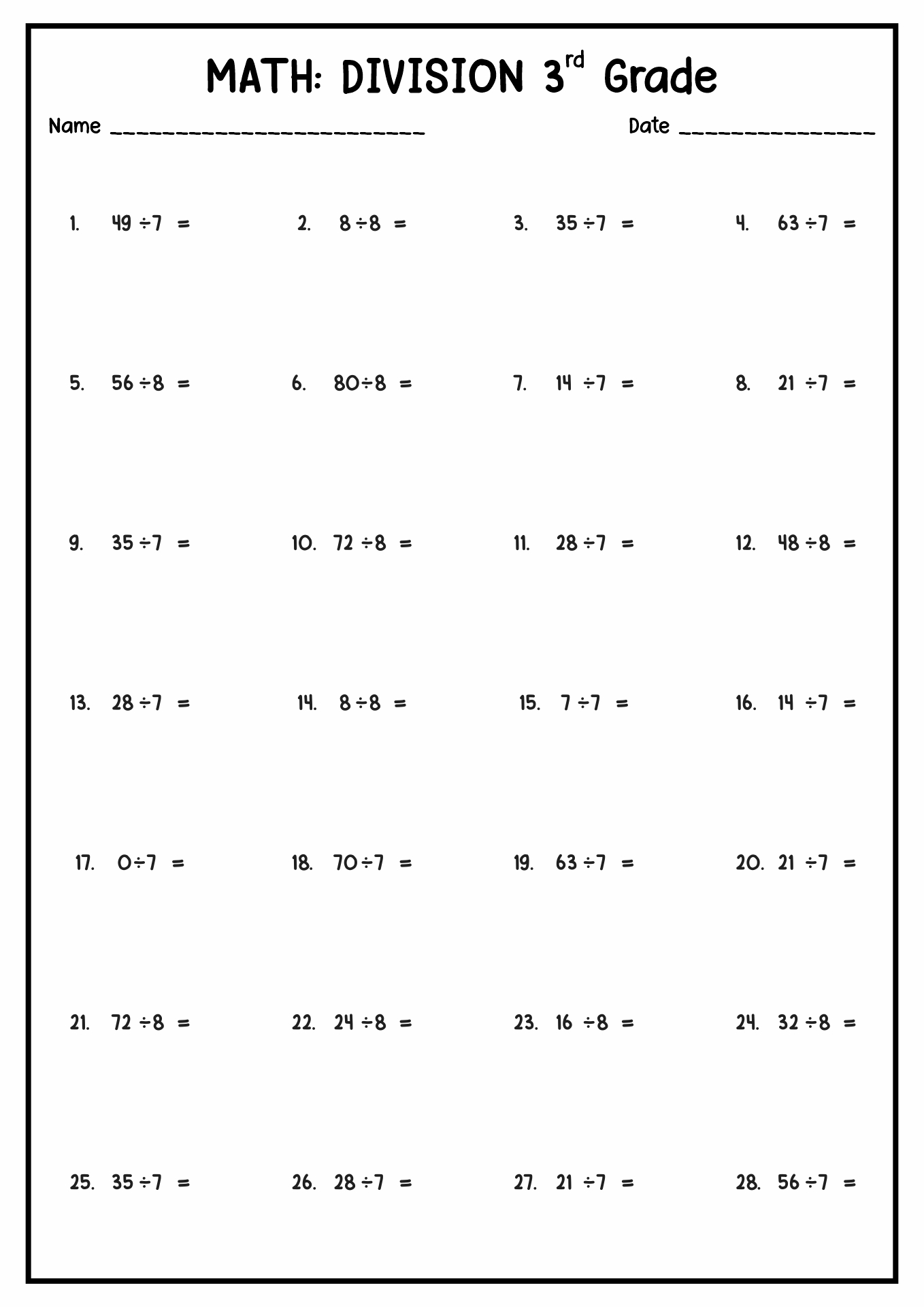 Grade 4 Division Worksheets Free Printables Math Worksheets Worksheets Library