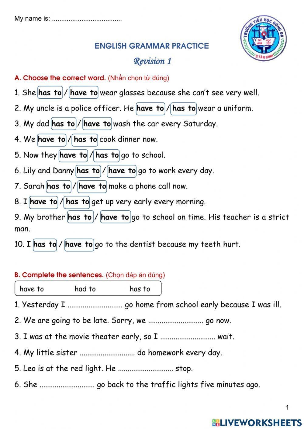 Grade 5 English Grammar Practice Worksheet Live Worksheets Worksheets Library