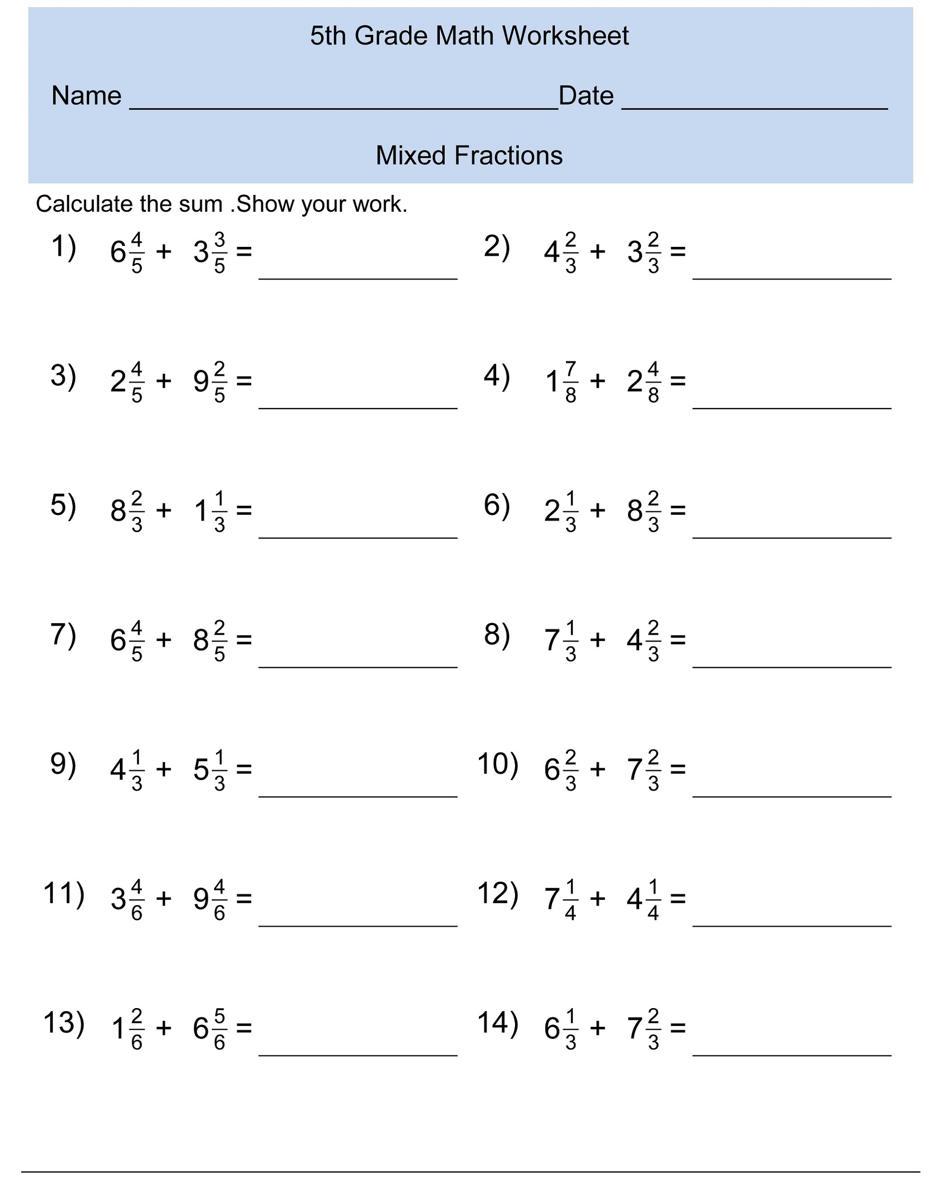 Grade 5 Math Worksheets Printable Activity Shelter