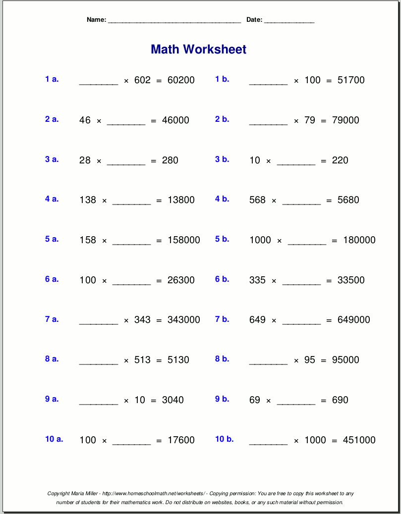 Printable 5th Grade Worksheets Free