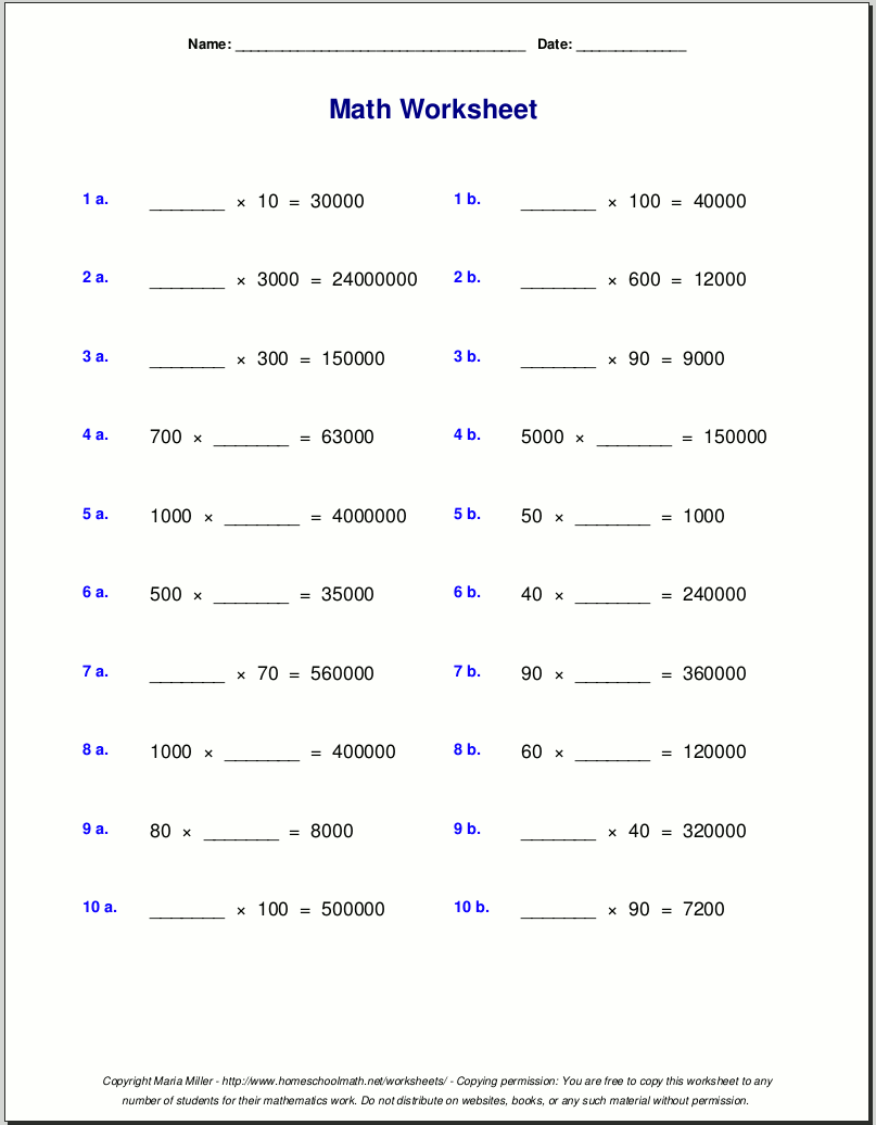 Maths Printable Worksheets Year 5