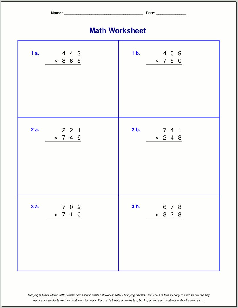 Grade 5 Multiplication Worksheets