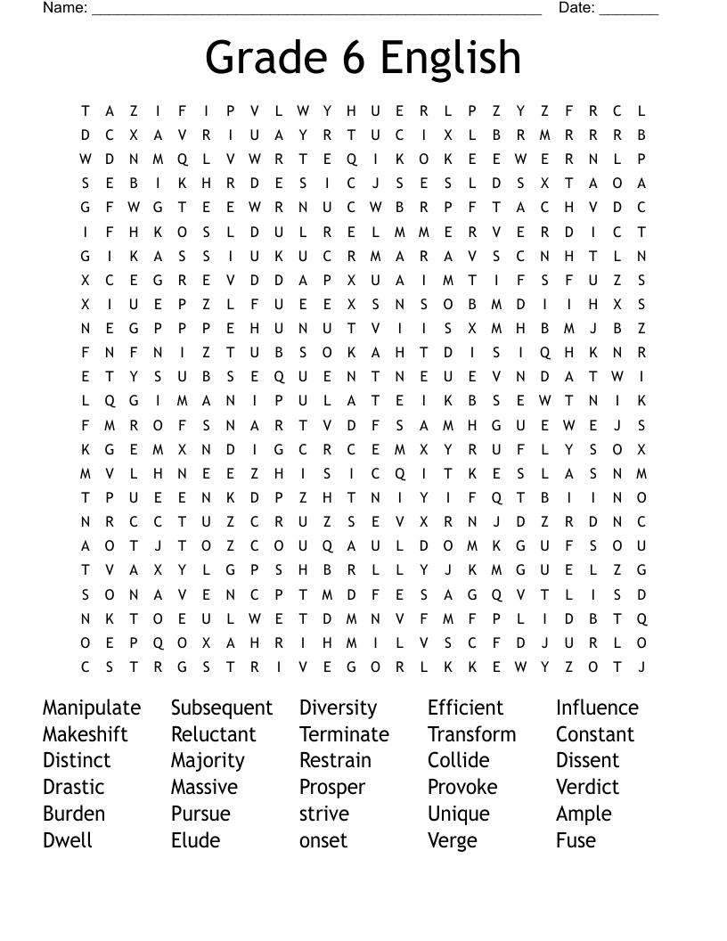 6th Grade Free Printable Worksheets English