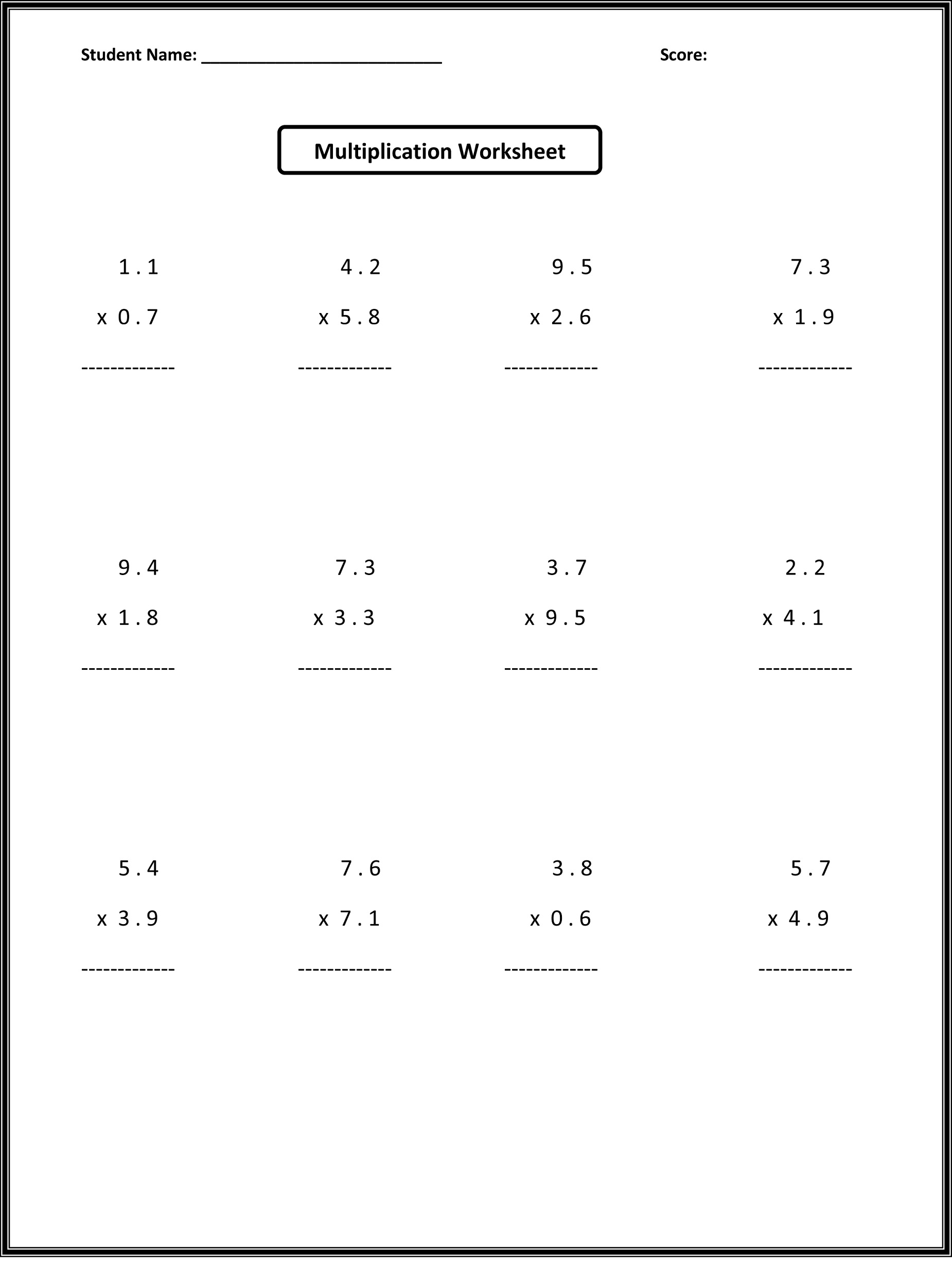 Free Printable 6th Grade Worksheets Math