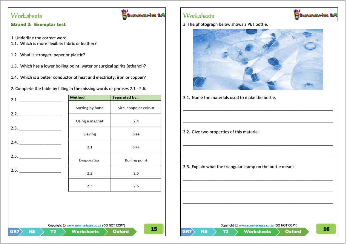 Grade 7 Natural Science NS Term 2 Oxford Activties And Worksheets Classroom101