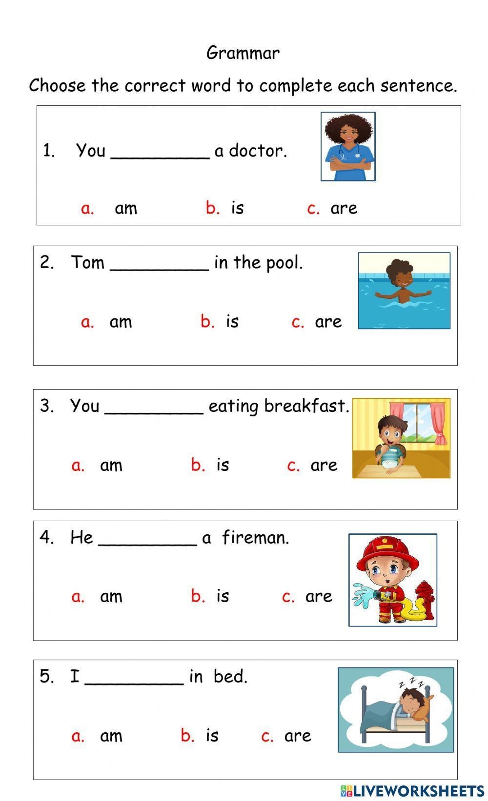 Grammar Online Exercise For Grade 1 Live Worksheets Worksheets Library