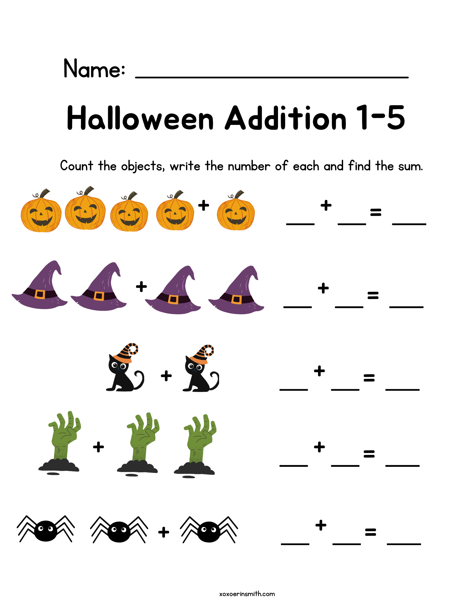 Halloween Addition And Subtraction Free Math Worksheets Worksheets Library
