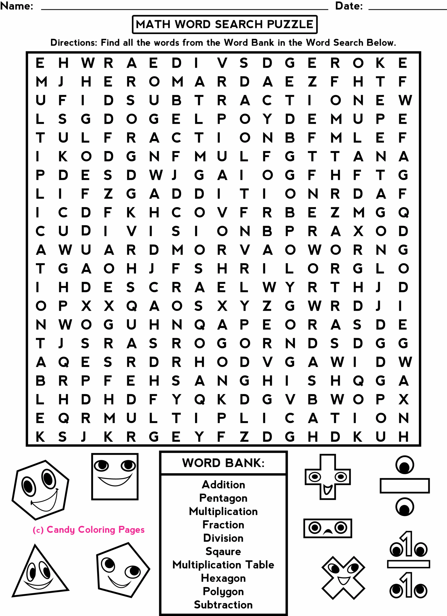 Hexagon Penny Candy Math Worksheets Worksheets Library