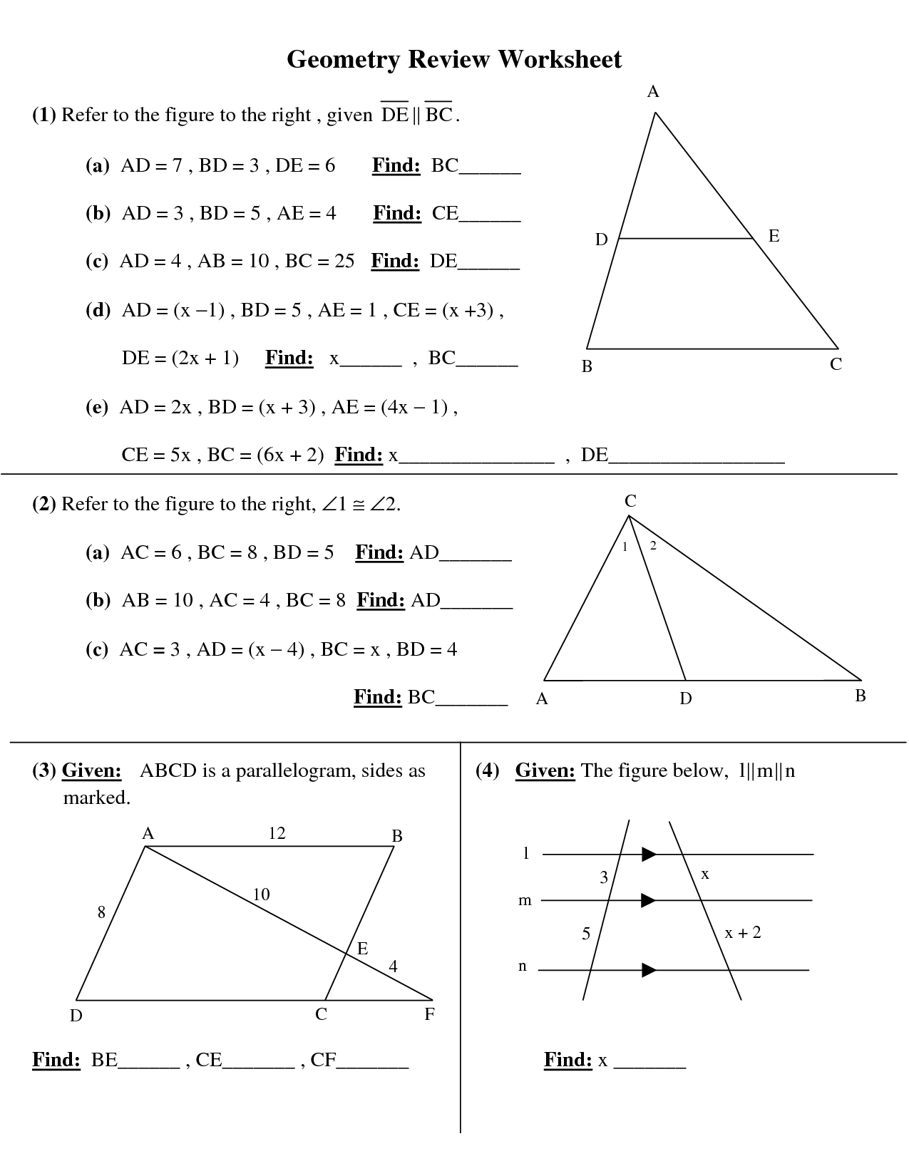 High School Geometry Worksheets Printable MySchoolsMath Worksheets Library