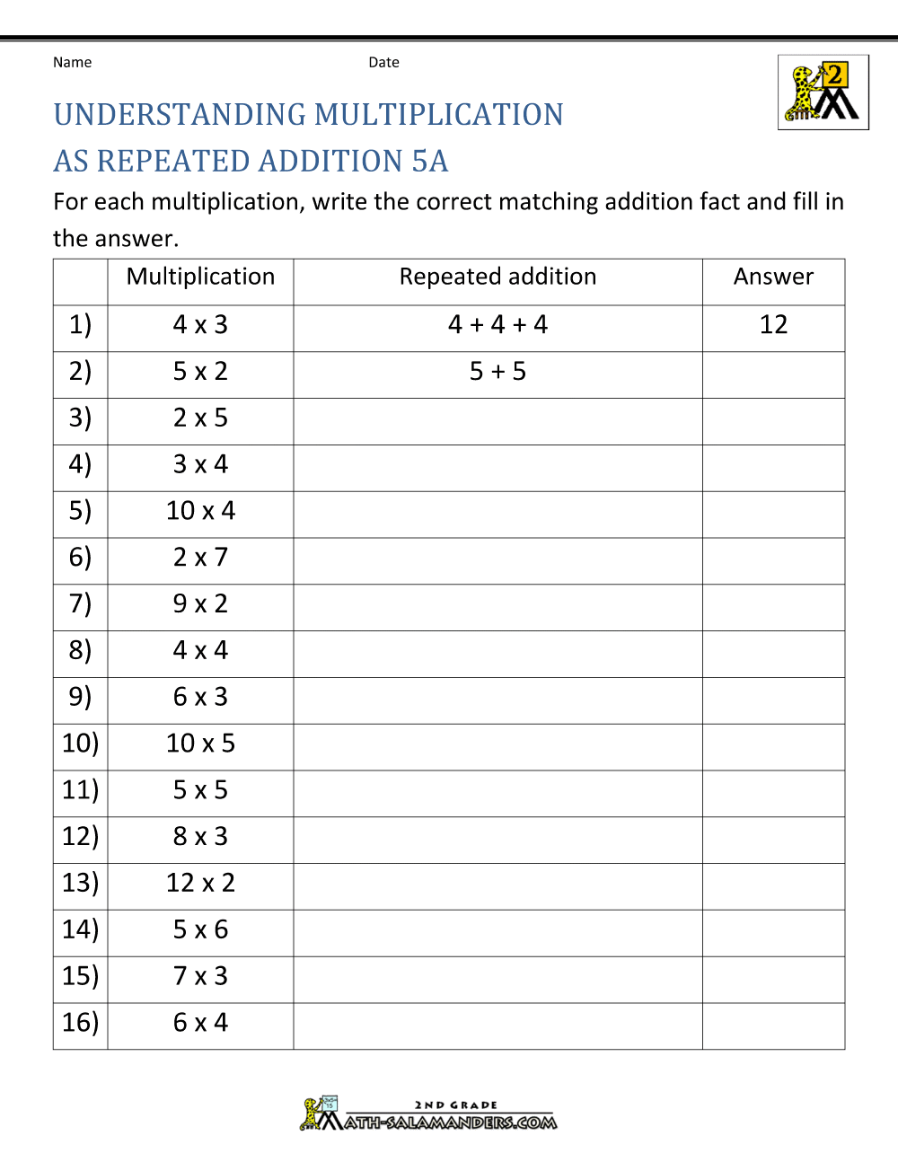 3rd Grade Worksheets Printable Multiplication