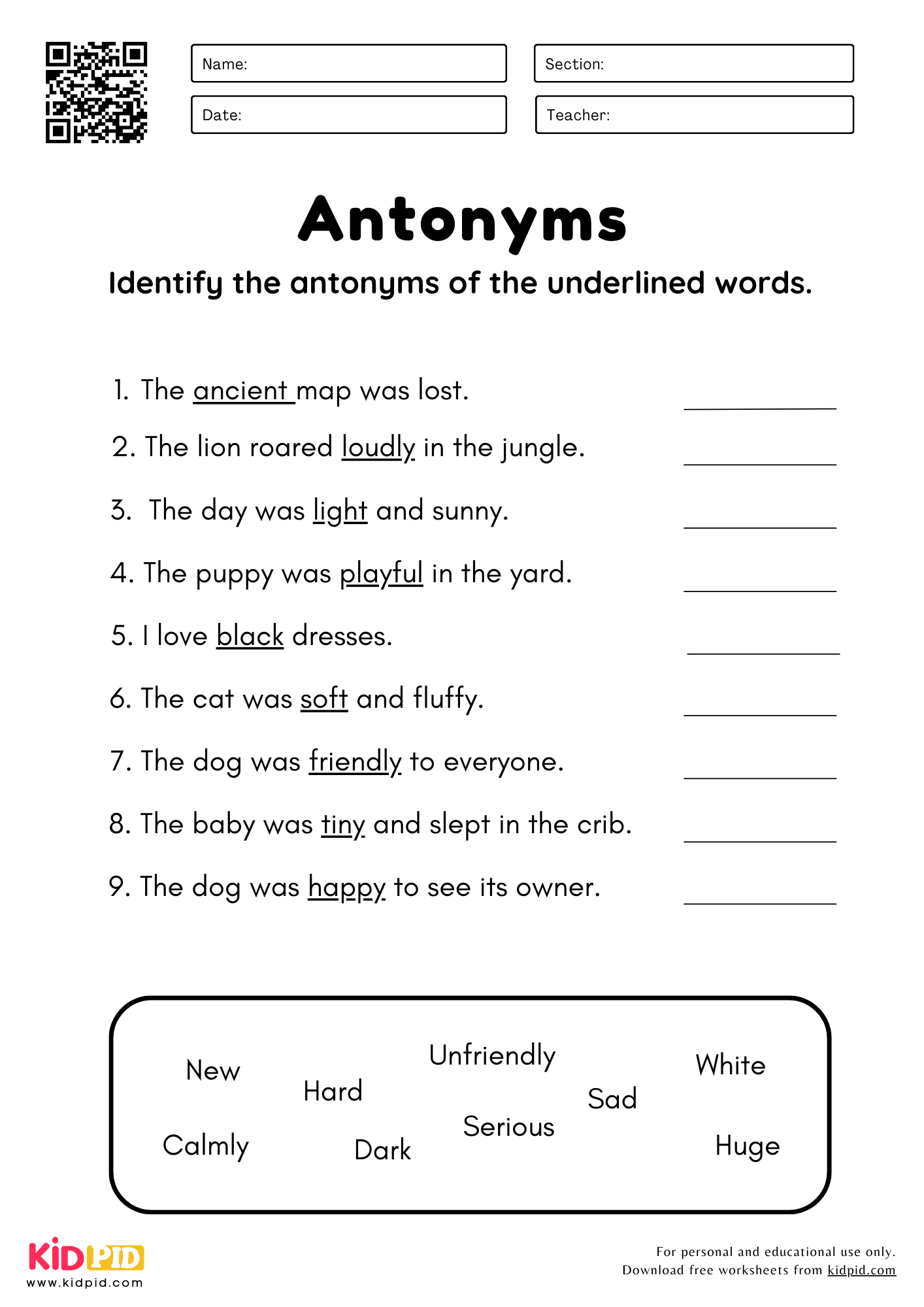 Identify The Antonyms Worksheet For Grade 3 Kidpid