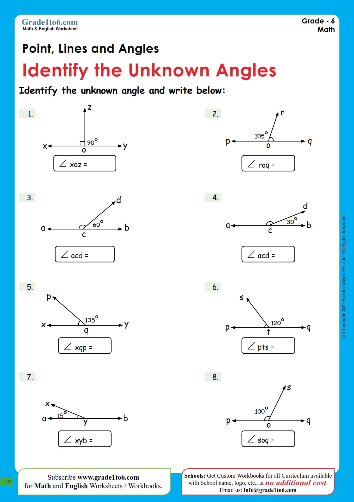 Identifying Unknown Angles Worksheets Geometry Worksheets Library