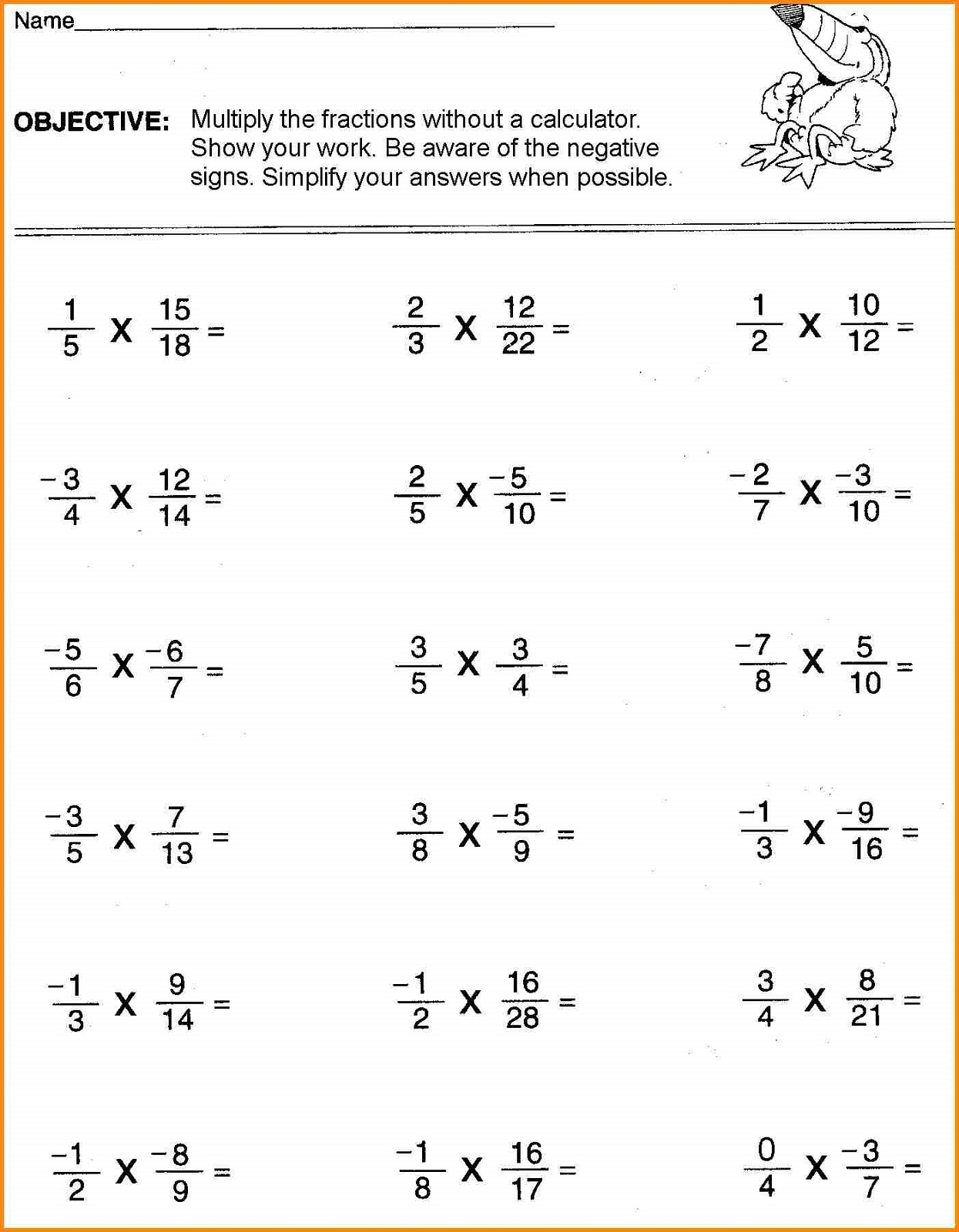 Free 6th Grade Math Worksheets Printable