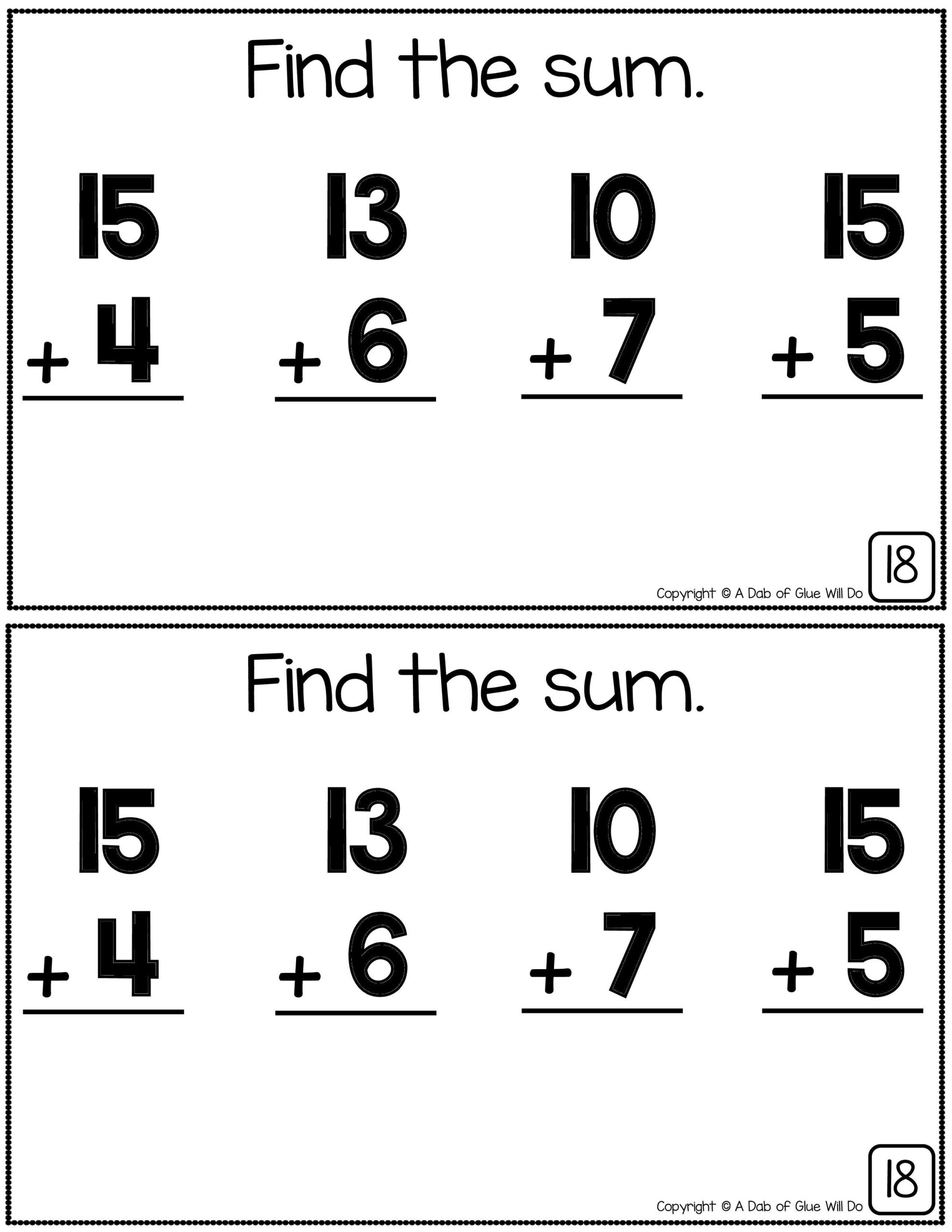 Free Math Printable Worksheets For 1st Grade