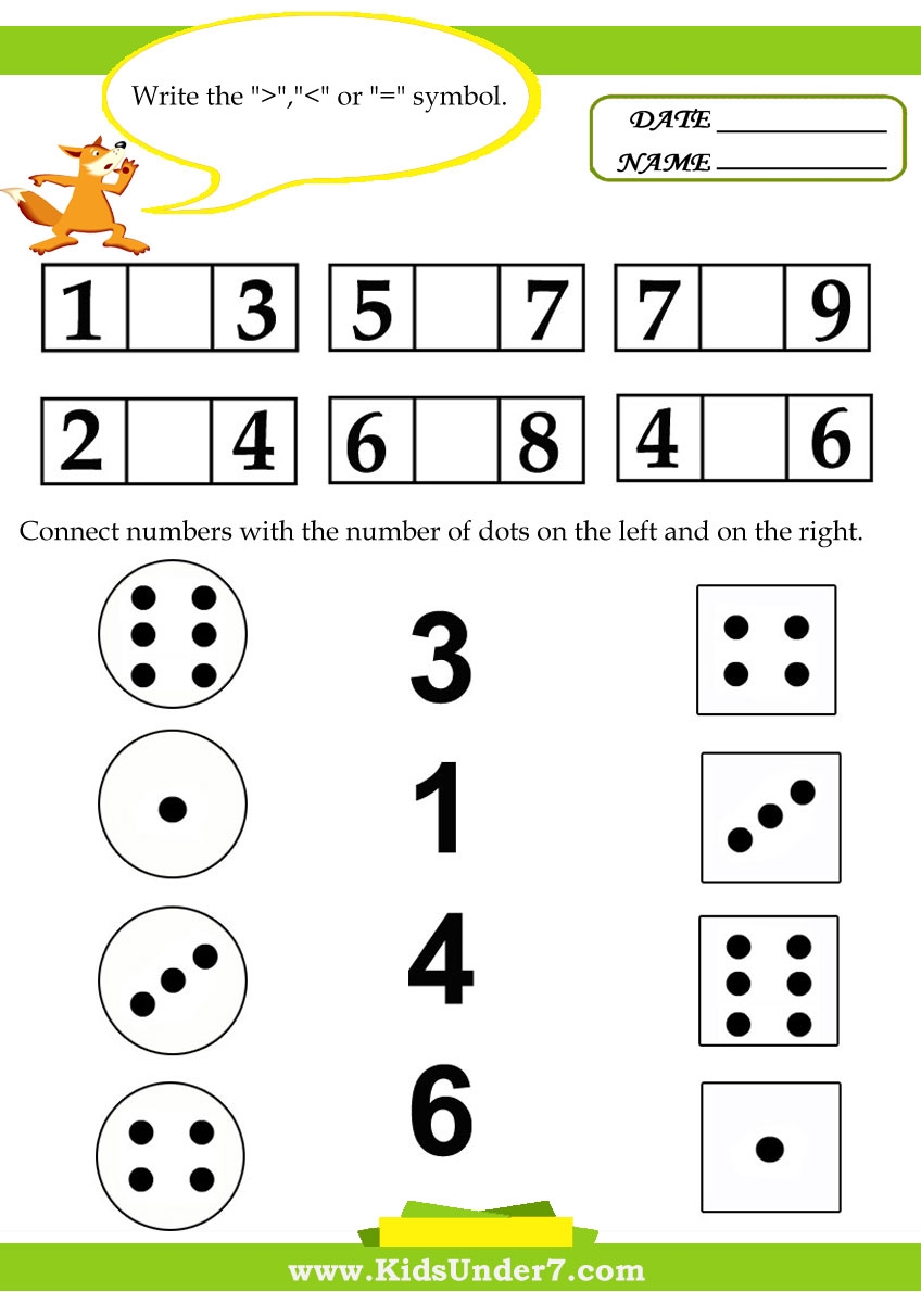 Kids Under 7 Kids Math Worksheets