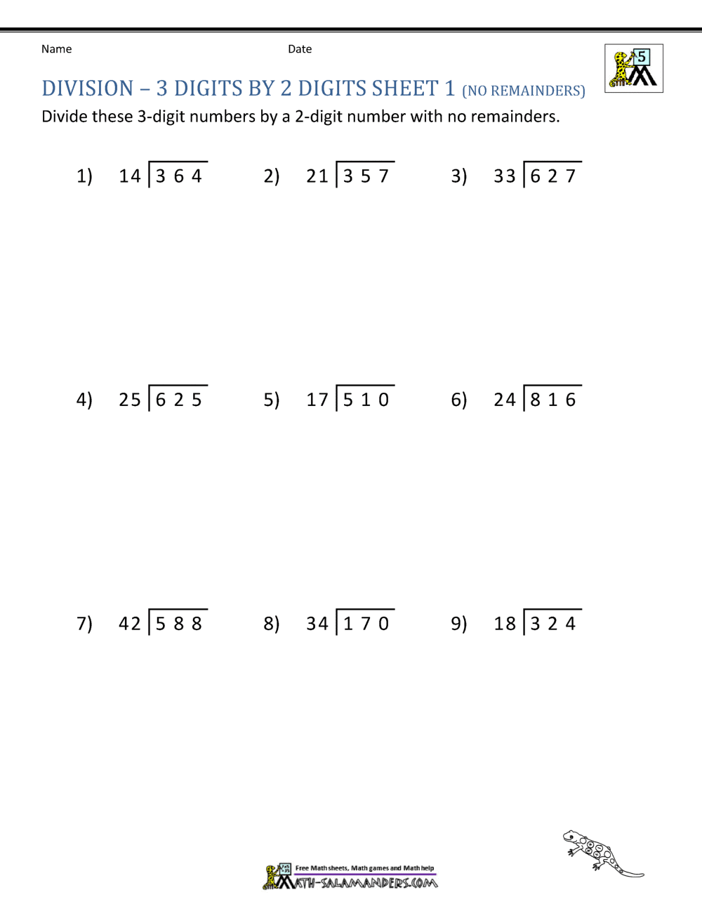 Long Division Worksheets For 5th Grade