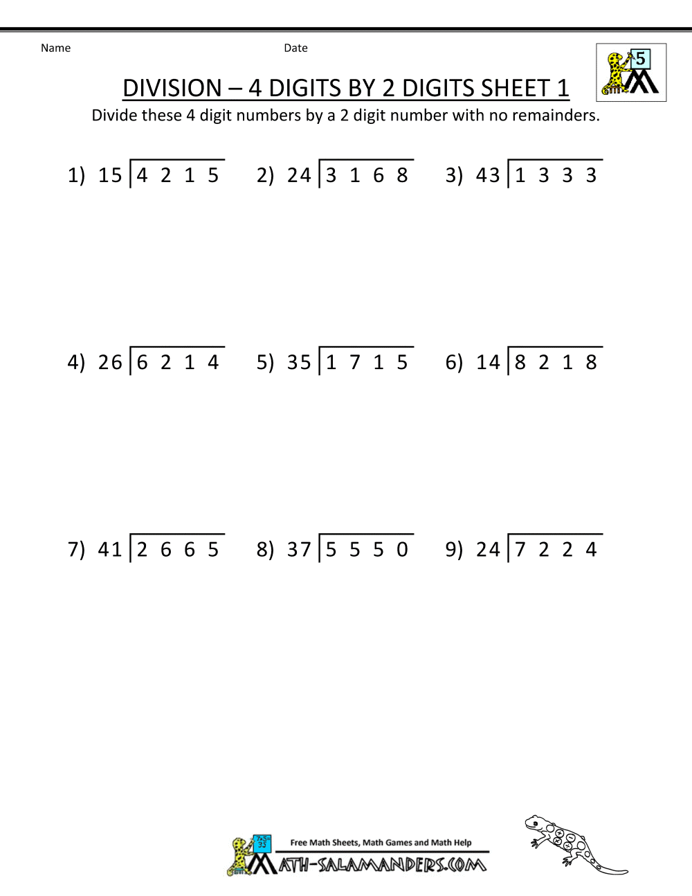 Long Division Worksheets For 5th Grade Worksheets Library