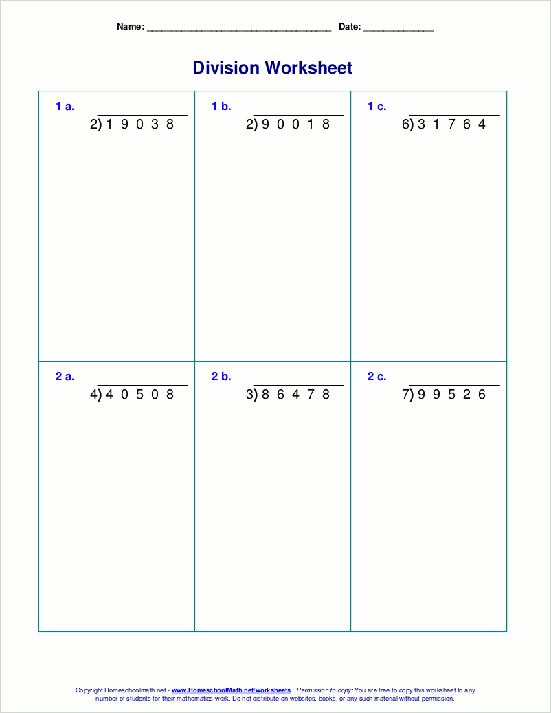 Long Division Worksheets For Grades 4 6