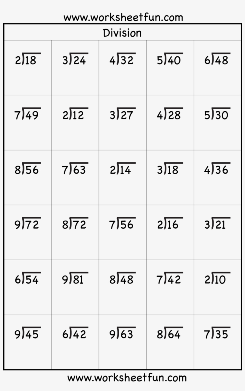 Printable Math Worksheets Long Division