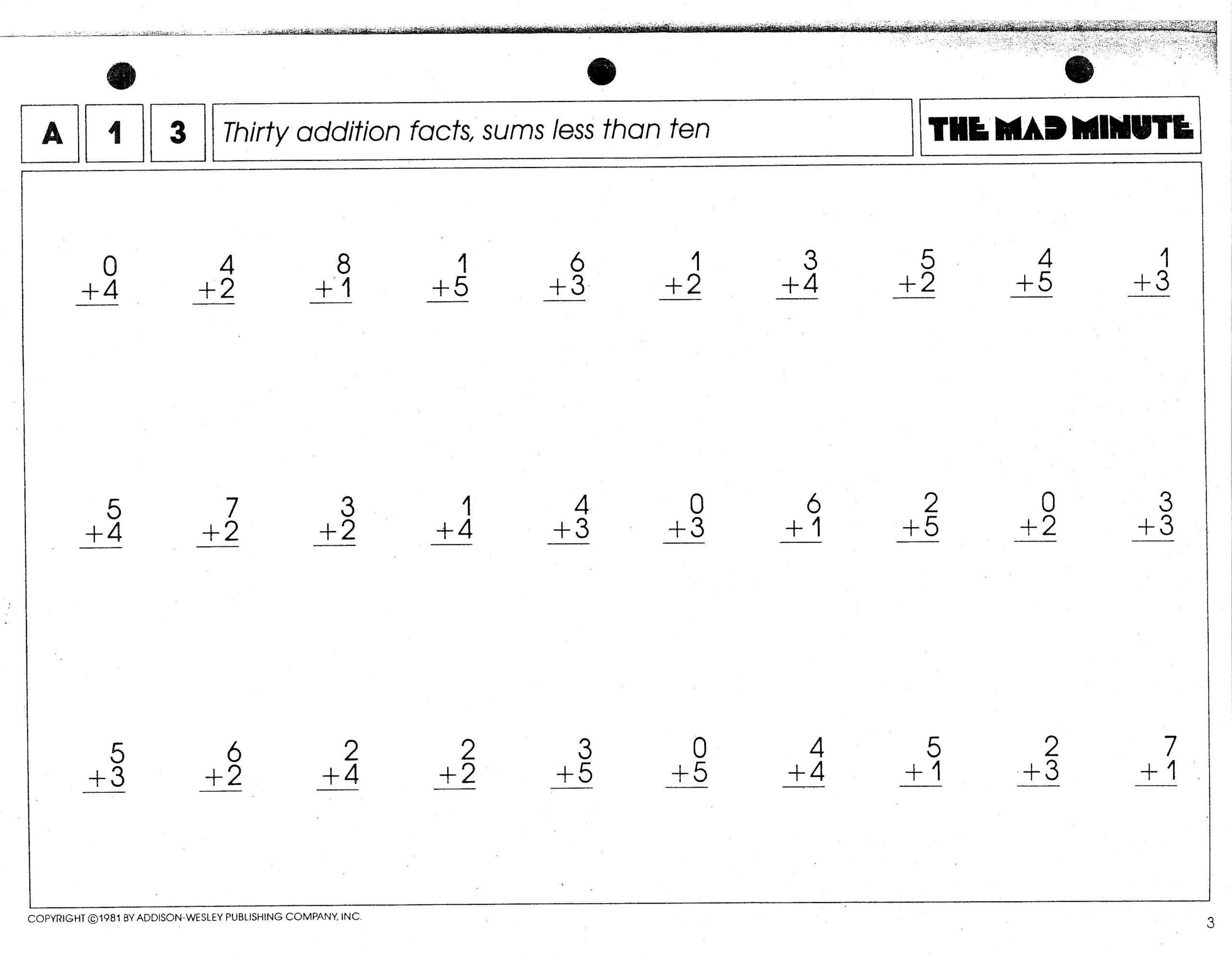 Mastering Math Skills Mad Minutes Worksheets For Rapid Learning
