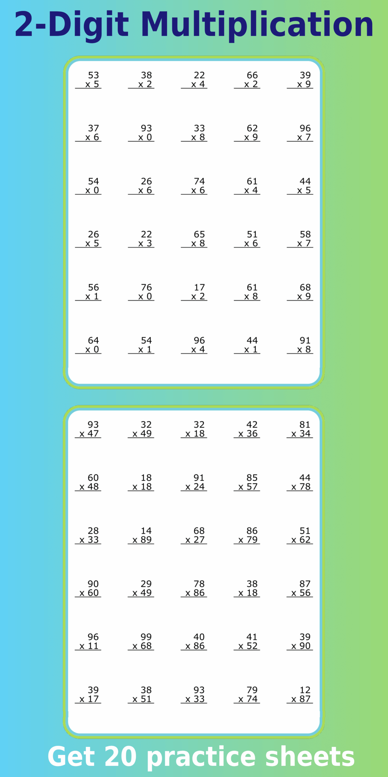 Math 2 Digit Multiplication PDF 