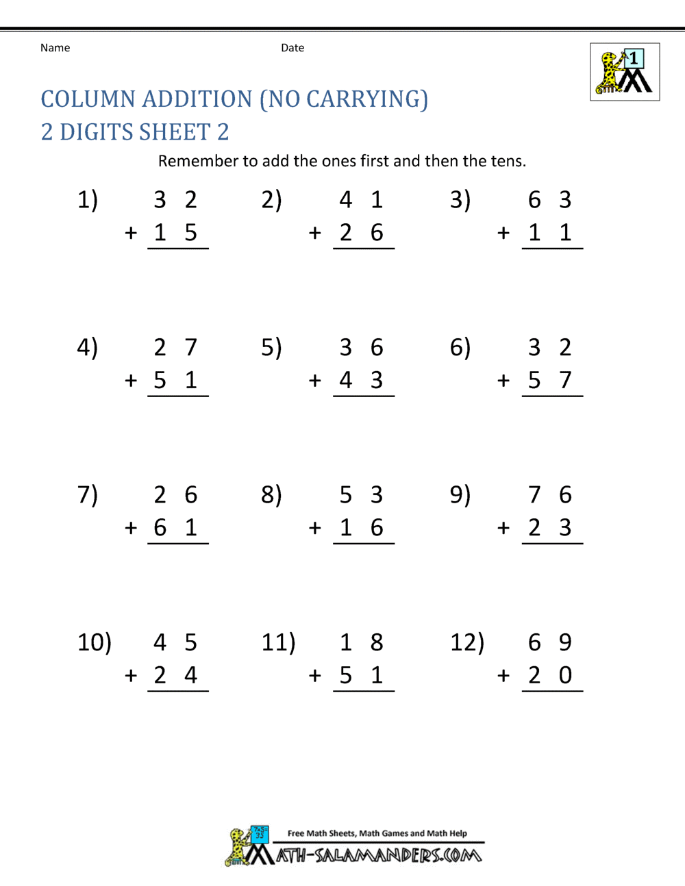 Math Addition Worksheets 1st Grade Worksheets Library