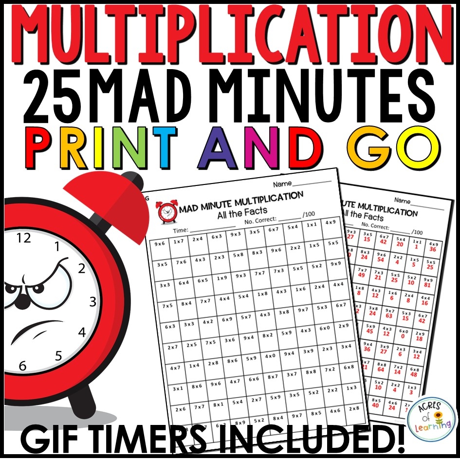 Minute Math Worksheets Multiplication