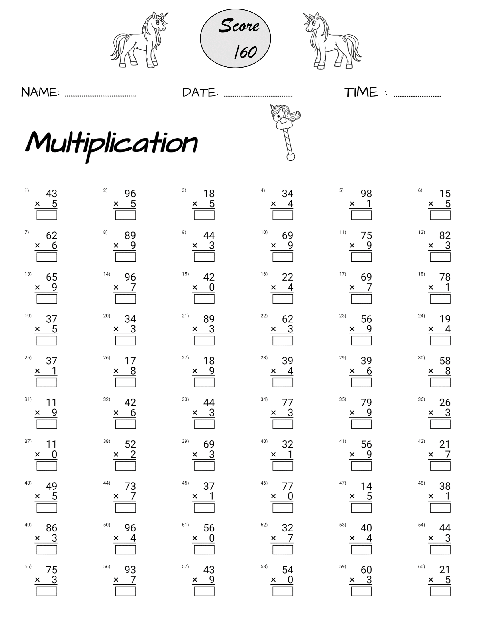 Math Multiplication And Division Worksheets Within 100 2nd 3rd Grade Math Facts Teaching Resources
