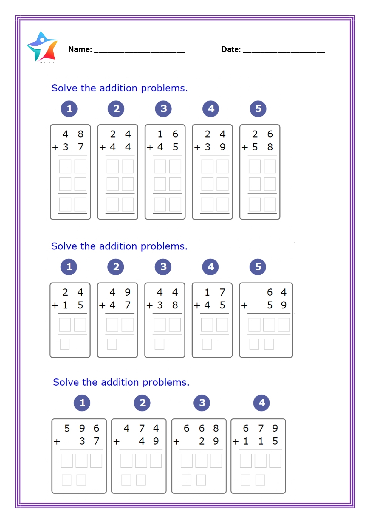 Math Printable Worksheets For Grade 3