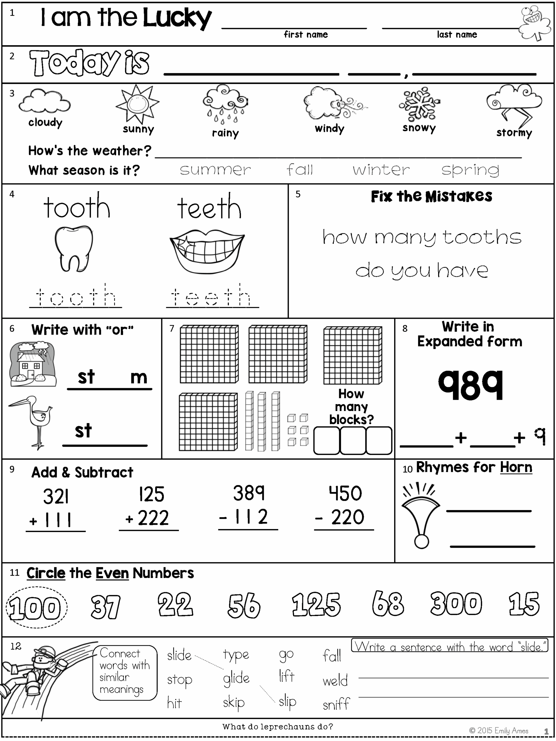 Free Printable 2nd Grade Worksheets Packets