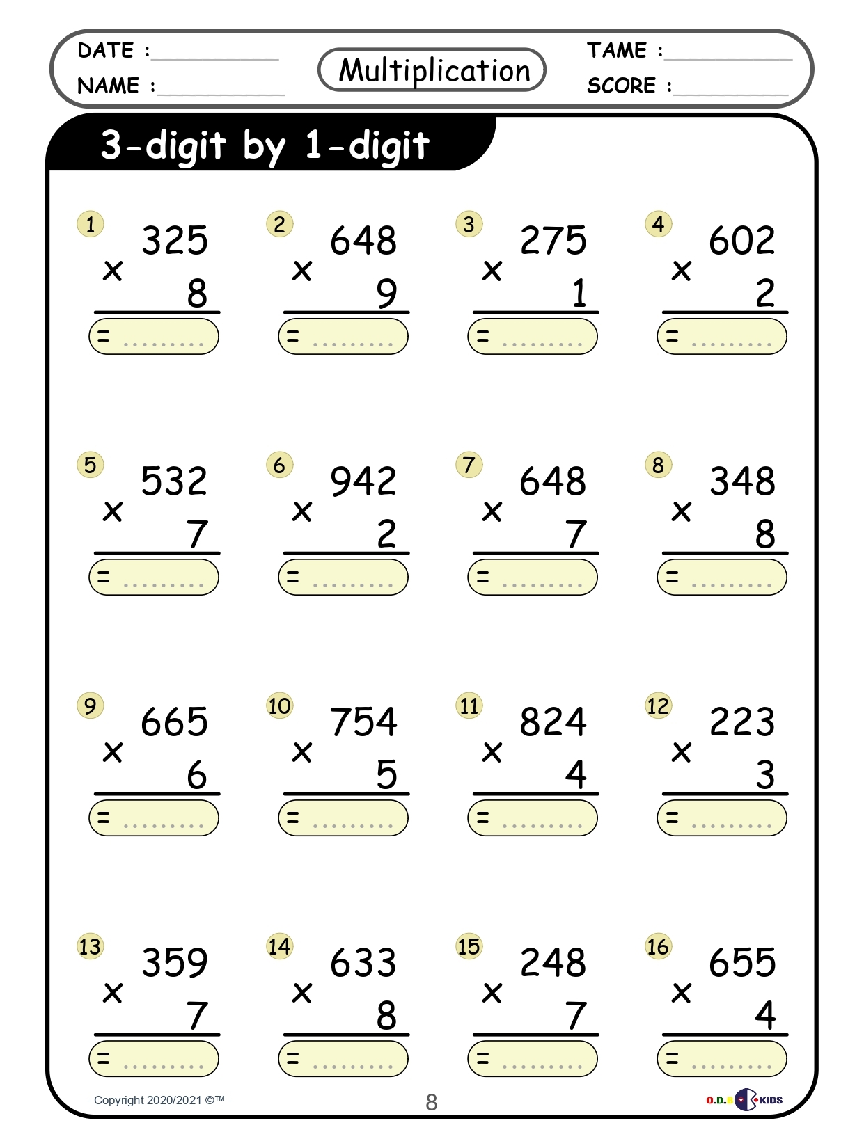 Printable Multiplication Worksheets Grade 4