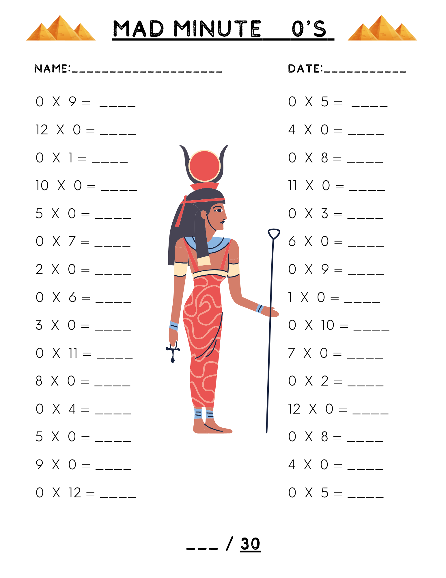Multiplication Mad Minutes Ancient Egypt Edition Beaches And Reads