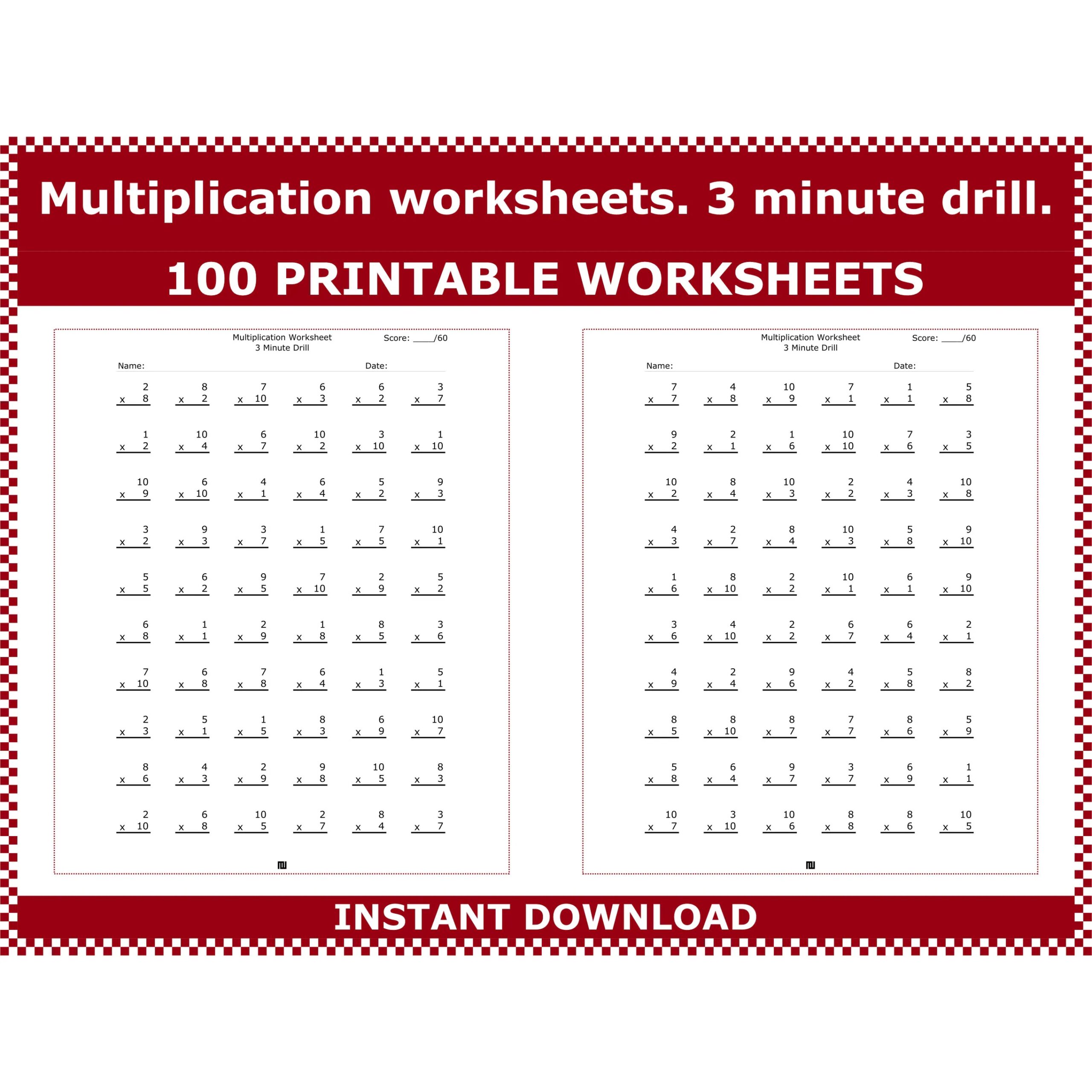 Math Worksheets Free Printable Multiplication